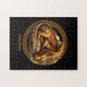 Naam tekst toevoegen, bruine draak rusten legpuzzel (Horizontaal)