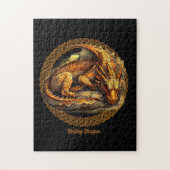 Naam tekst toevoegen, bruine draak rusten legpuzzel (Verticaal)