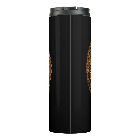 Naam tekst toevoegen, bruine draak rusten thermosbeker (Achterkant)