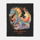 Naam tekst toevoegen, Rainbow Fire Dragon Fleece Deken (Voorkant)