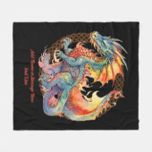 Naam tekst toevoegen, Rainbow Fire Dragon Fleece Deken (Voorkant (Horizontaal))