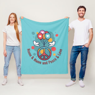 Naam tekst Vredesliefde Boho Hippie Doves wijzigen Fleece Deken