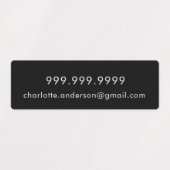 Naam telefoon e-mail zwart wit script labels (Design 2)