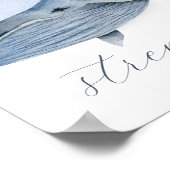 Naam Text Blue Waterverf Baleen Humpback Whale Poster (Hoek)