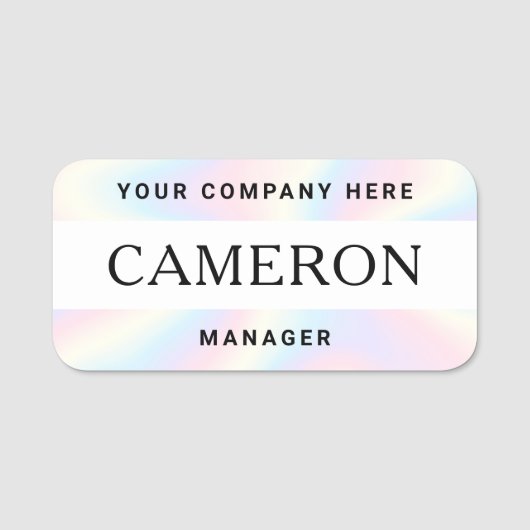 Naam, titel en bedrijfsnaam pastelregenboog naamplaatje (Voorkant)