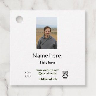 naam titel hier contact info Q R code logo foto e Bedankjes Labels