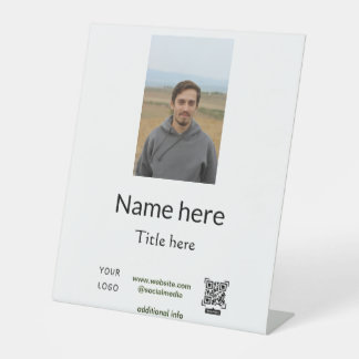 naam titel hier contact info Q R code logo foto e Reclamebord Met Voetstuk