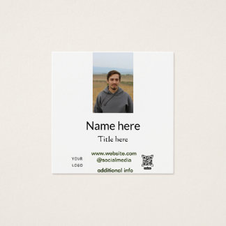 naam titel hier contact info Q R code logo foto e Vierkante Visitekaartjes