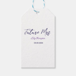 naam toekomstige mevrouw bruid paarse bruidsuitnod cadeaulabel