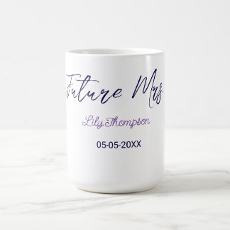 naam toekomstige mevrouw bruid paarse bruidsuitnod koffiemok