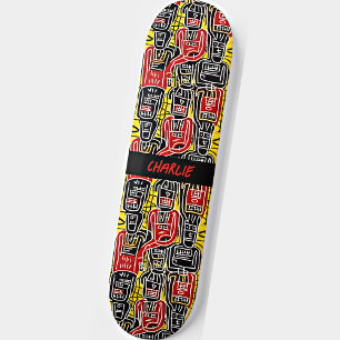Naam toevoegen, Abstracte rode gele figuren in zwa Skateboard