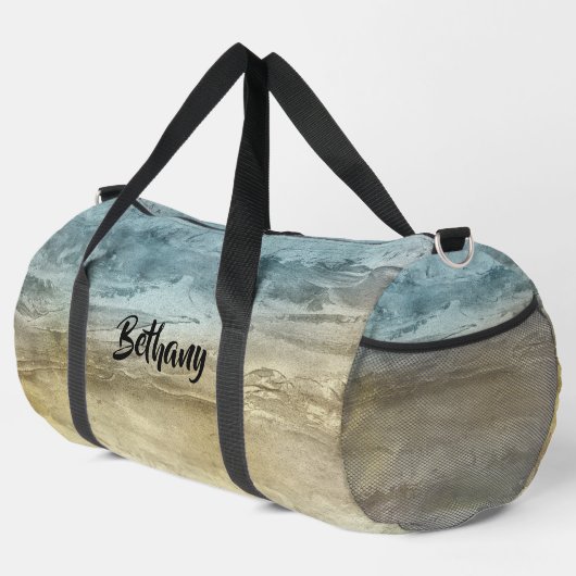 Naam toevoegen Blauw Bruin Landschap Natuur Abstra Plunjezak (Rechterhoek)