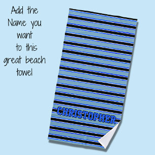Naam toevoegen, Blues & Black Stripes Strandlaken