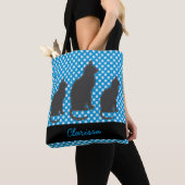 Naam toevoegen Bright Blue Polka Dot met zwarte ka Draagtas (Dichtbij)