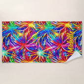 Naam toevoegen Bright Fireworks, Waterverf schilde Strandlaken (Voorkant)