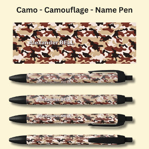 Naam toevoegen, Camo Desert Brown Sand Zwarte Inkt Pen
