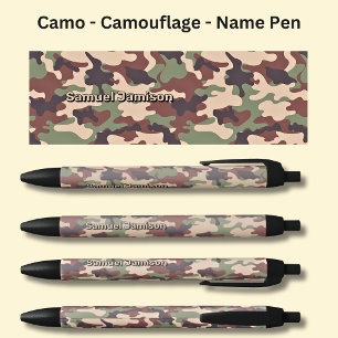 Naam toevoegen, Camo Desert Brown Sand Zwarte Inkt Pen