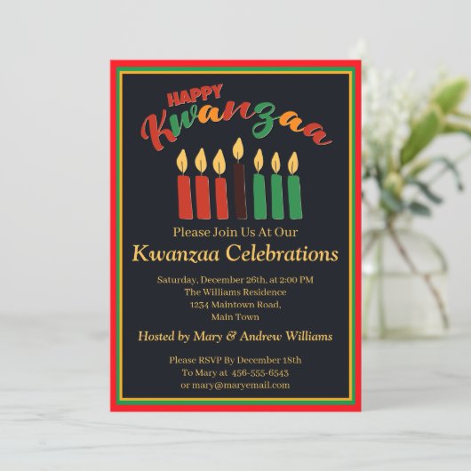 Naam toevoegen Datum Details Happy Kwanzaa-kaarsen Kaart (Staand voorkant)