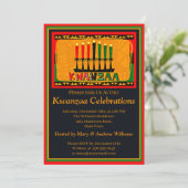 Naam toevoegen Datum Details Kwanzaa Kandles Party Kaart (Staand voorkant)