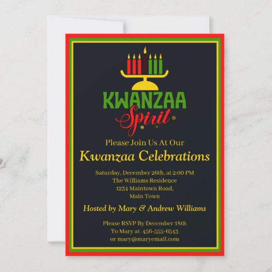 Naam toevoegen Datum Details Kwanzaa Spirit Candle Kaart (Voorkant)