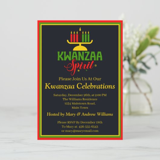 Naam toevoegen Datum Details Kwanzaa Spirit Candle Kaart (Staand voorkant)