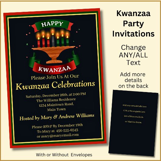 Naam toevoegen Details Happy Kwanzaa Kandles Party Kaart