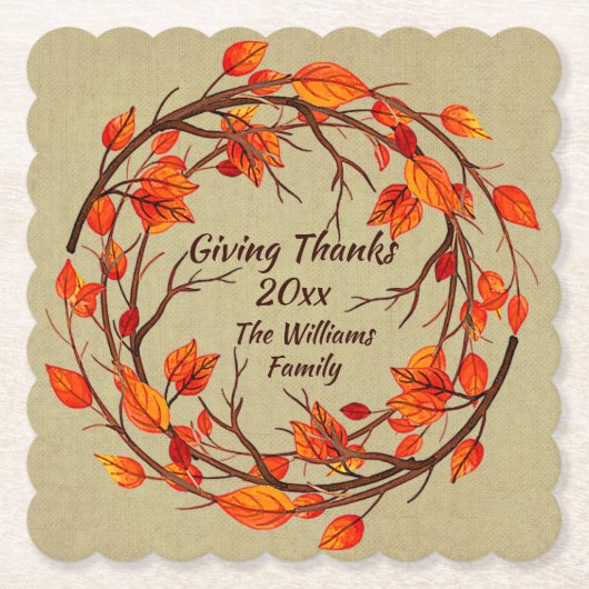 Naam toevoegen die overeenkomt met Thanksgiving he Kartonnen Onderzetters (Voorkant)