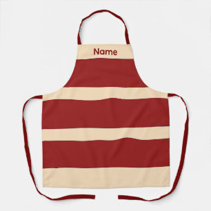 Naam toevoegen Dk Red + Creme Strepen Kitchen Craf Schort