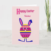 Naam toevoegen Easter egg bunny pink Feestdagen Kaart (Voorkant)