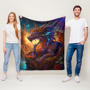 Naam toevoegen, Golden Red & Blue Iridescent Drago Fleece Deken