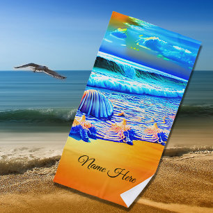 Naam toevoegen: Golden Sands Ocean Waves Sea Shell Strandlaken