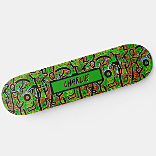 Naam toevoegen: Groen bruin graffiti skateboard