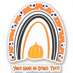 Naam toevoegen: Halloween Rainbow Skulls Pumpkin s Sticker