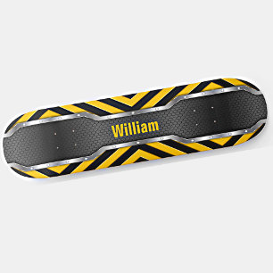 Naam toevoegen Initialen Veiligheids Geel en zwart Skateboard