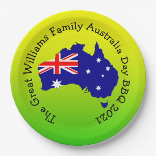 Naam toevoegen Jaar Australië Dag BBQ 9" Papieren Bordje
