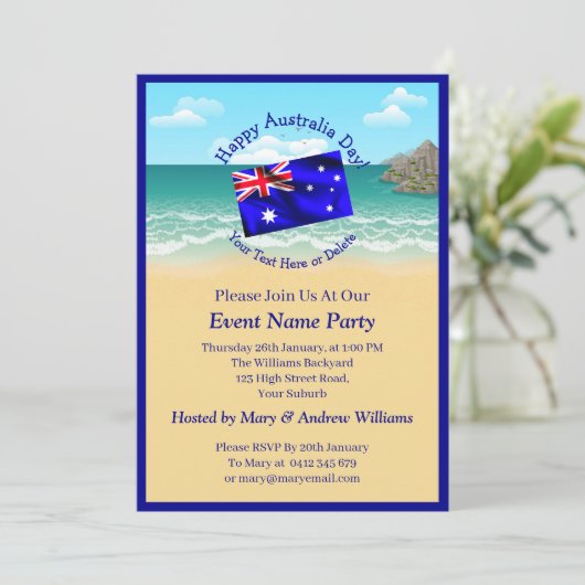 Naam toevoegen Jaar Datum Australië Dag Partijstra Kaart (Staand voorkant)