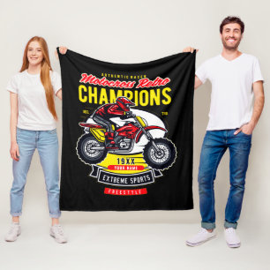 Naam toevoegen Jaar Motocross Retro Champions Ride Fleece Deken