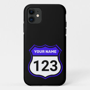 Naam toevoegen Je nummer Racefoestel Blauw iPhone 11 Hoesje