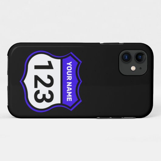 Naam toevoegen Je nummer Racefoestel Blauw Case-Mate iPhone Case (Achterkant (horizontaal))