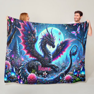 Naam toevoegen, Jeweled Pink Aqua Blue Fantasy Dra Fleece Deken