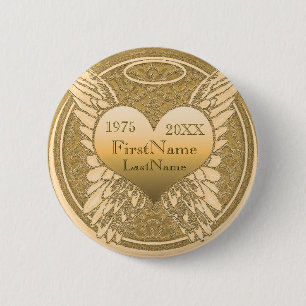 Naam toevoegen   Memorial   Angel Heart Ronde Button 5,7 Cm