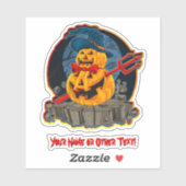 Naam toevoegen: Monster Pumpkin Head Devil Trident Sticker (Vel)