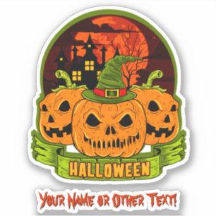 Naam toevoegen: Monster Pumpkin Head Witch Pet Hau Sticker