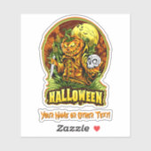 Naam toevoegen: Monster Pumpkin Knife Killer Skull Sticker (Vel)