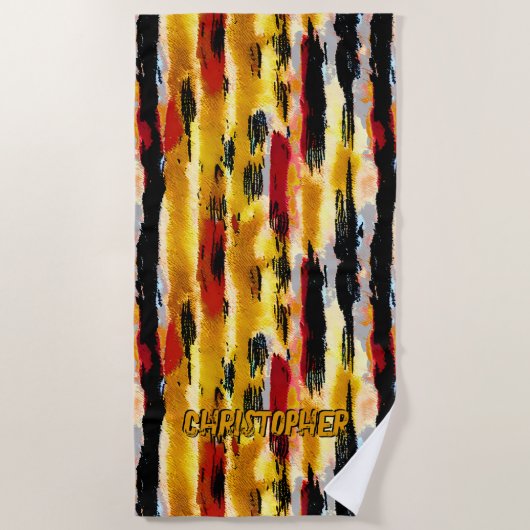 Naam toevoegen, natuurlijke stambrowsen strandlaken (Voorkant)