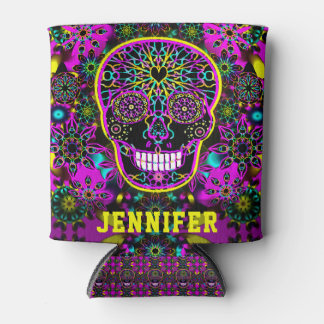Naam toevoegen Neon Sugar Skull Artwork Blikjeskoeler