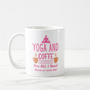 Naam toevoegen of Jouw tekst Yoga Coffee Pink Funn Koffiemok