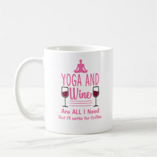 Naam toevoegen of Jouw tekst Yoga Wine Pink Funny Koffiemok