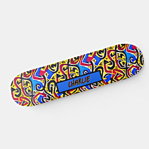 Naam toevoegen: Red Yellow Blue Graffiti Skateboard