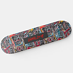 Naam toevoegen, rood blauw geel skateboard